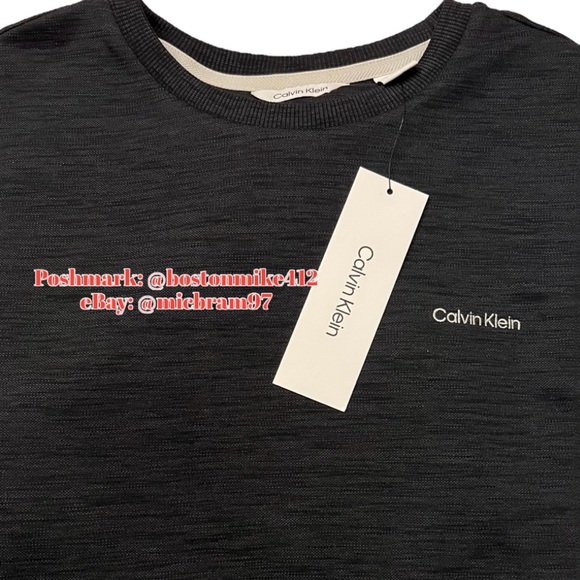 Calvin Klein Black Long Sleeves Crew pullover SM Mens CK lightweight knit w logo - Picture 6 of 14
